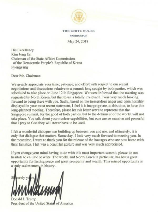 Trump sent a letter to Kim Jong Un 2018-05-24.jpg