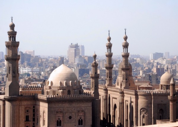 04-12-11_ Mosque of Sultan Hassan (Left) & Mosque of ar-Rifai (Right) Seen from the Citadel_ Cairo-10001.JPG