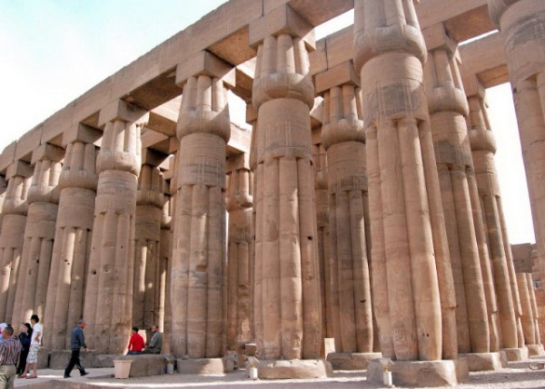 04-09-11_ Colonnade of Amenhotep III w Its Lofty Papyrus Columns in Luxor Temple_ Luxor0001.JPG
