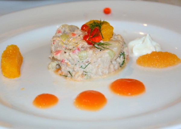 2015-06-25_Food_Tian of Crab_ Scallop & Shrimp Poached Seafood Layers w Duo of Caviar & Papaya Dressing0001.JPG