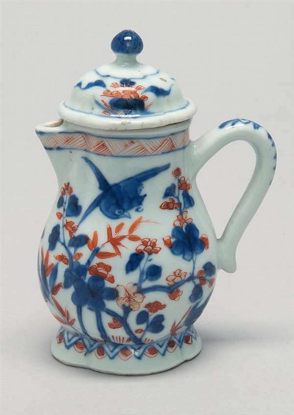 CHINESE IMARI PORCELAIN CREAM PITCHER In Pear Shape With Bird And Flower Design.jpg
