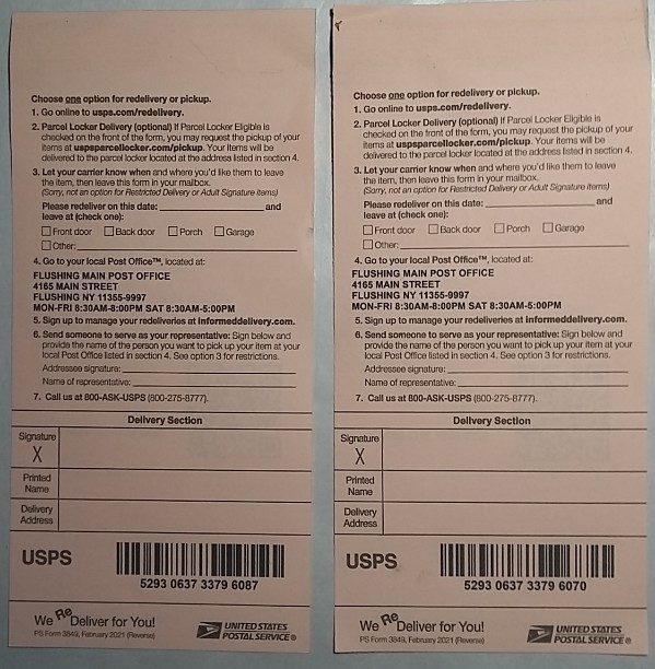 p10 back, USPS pick-up notices to Li Li and Limin Wang, arrived 10222022, about certified mails from Bayside, NY.jpg