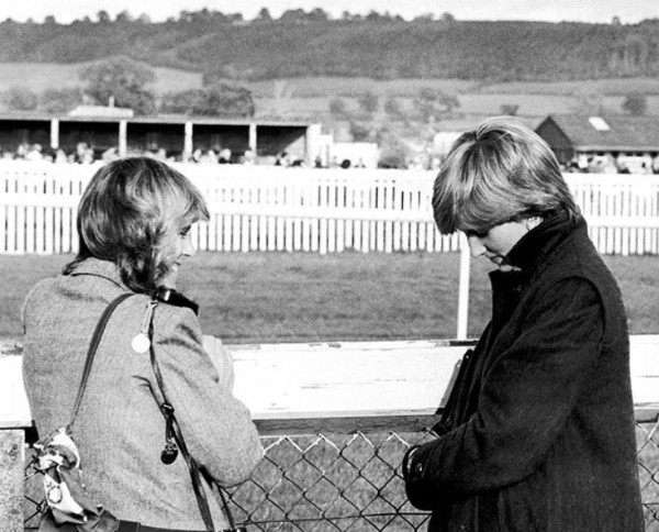 Camilla, left, and Lady Diana Spencer at Ludlow racecourse in 1980, watching Charles compete.jpg