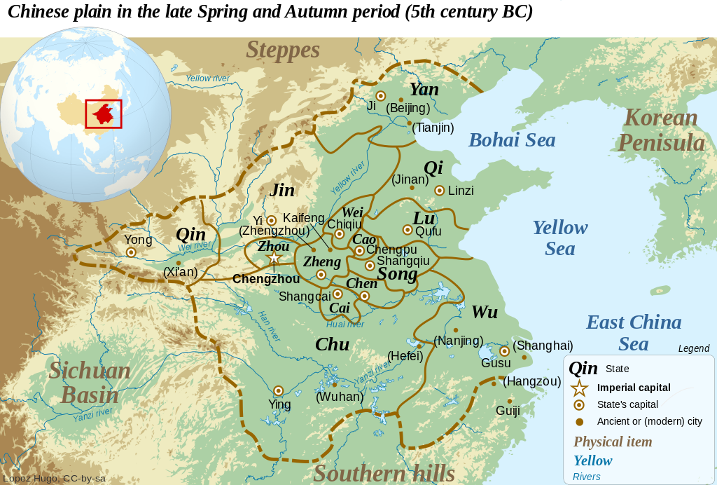 Image result for The map of China in 5th century BC
