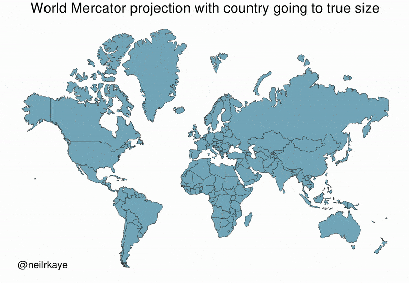Animation Mercator Vs True Size of Each Country