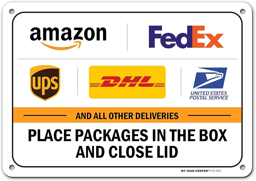 Amazon.com: Place Packages In The Box And Close Lid Sign, 7