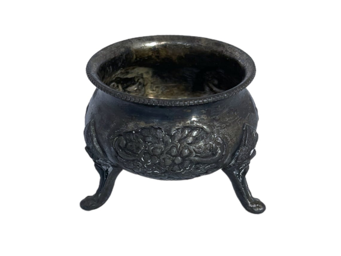Antique Cauldron, Pewter Bowl, Wiccan Altar, Offering Bowl, Pagan Dish, Incense Burner, Witchcraft Supplies, Altar Piece, Salt Celler image 1