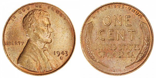 1943-S Bronze/Copper Lincoln Wheat Cent Penny 