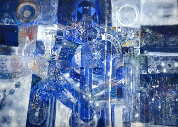 2024-10-19_277_Alexander Skunder Boghossian Blue Composition c 1968 Acrylic_ Gouache_ & Air Brush on Panel0001.JPG