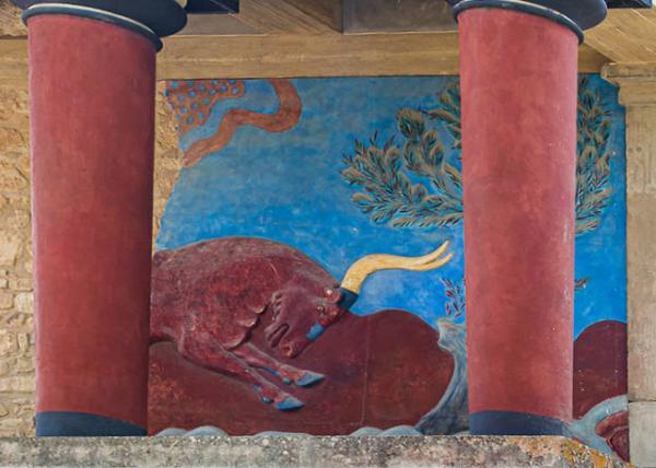 North Portico of the Palace of Knossos Featuring a Tribute to the Magnificent Beast Minotaur.jpg