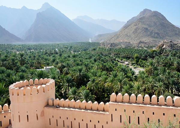 2013-12-11_Nakhl Fort_Oasis of Date Palms Under the Al Hajar Mtns.jpg