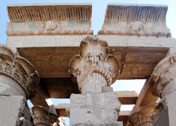 04-07-11_ Cornice Detail Gate of Neos Dionysos w Preserved Papyrus Shaped Column & Ceiling.jpg