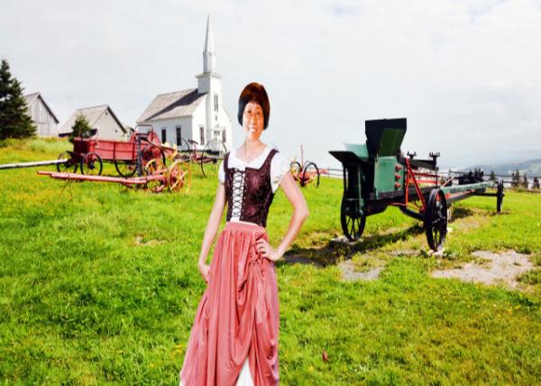 2023-08-17_Highland Village Museum_Farmyard w Pioneer Church in the Background_M0001.JPG