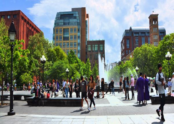 2022-05-16_Central Fountain w Kimmel Center for University Life & Skirball Center for the Performing Arts & the Philip Johnson-designed Bobst Library on the Left.jpg