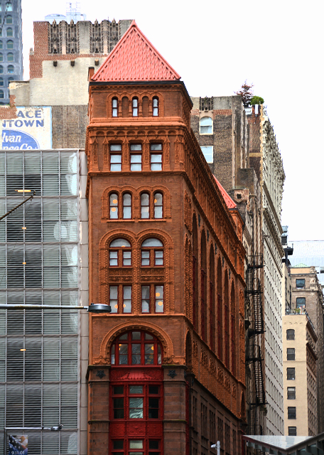1761339838828320.jpg 2022-09-25_Corbin Bldg in Brick_ Brownstone_ & Terra-Cotta Exterior w Bright-Red_ Painted_ Cast-Iron Window Bay in the Romanesque Revival Style w French Gothic Detailing (1888-1889) Permanently Closed0001.JPG