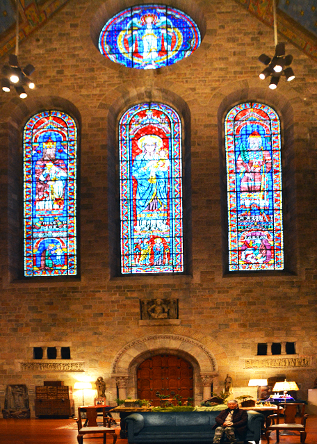 2021-12-15_A Stained-Glass Window Depicting the Woman Clothed w the Sun in Its Permanent Location on the West Wall of Great Hall-10001.JPG