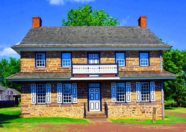 2022-07-23_Peter Wentz Homestead (1758) in Georgian_ the Front Facade Built of Dressed Red Sandstone & the Remainder of the Bldg Built on Uncut Sandstone0001.JPG