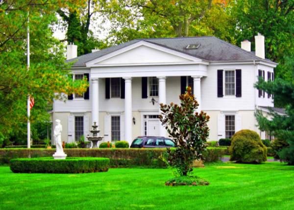 2012-09-29_Gwynedd Hall (1824) in Greek Revival Style_ a Pediment Portico w Doric Order Columns & Decorative Wrought Iron Railings_ Balustrades_ & Cornices0001.JPG