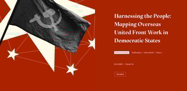 美国智库詹姆斯敦（Jamestown）基金会出台了一份新报告，名为《借民为力：中共在民主国家的海外统战网络解析》（詹姆斯基金会网站网站