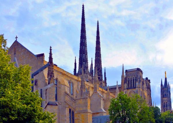 2024-06-17_23_ Twin Spires of Bordeaux Cathedral Seen from the West along Rue des Fr��res Bonie_ the Cathedral in the Plantagenet or Angevine Gothic Style00.jpg