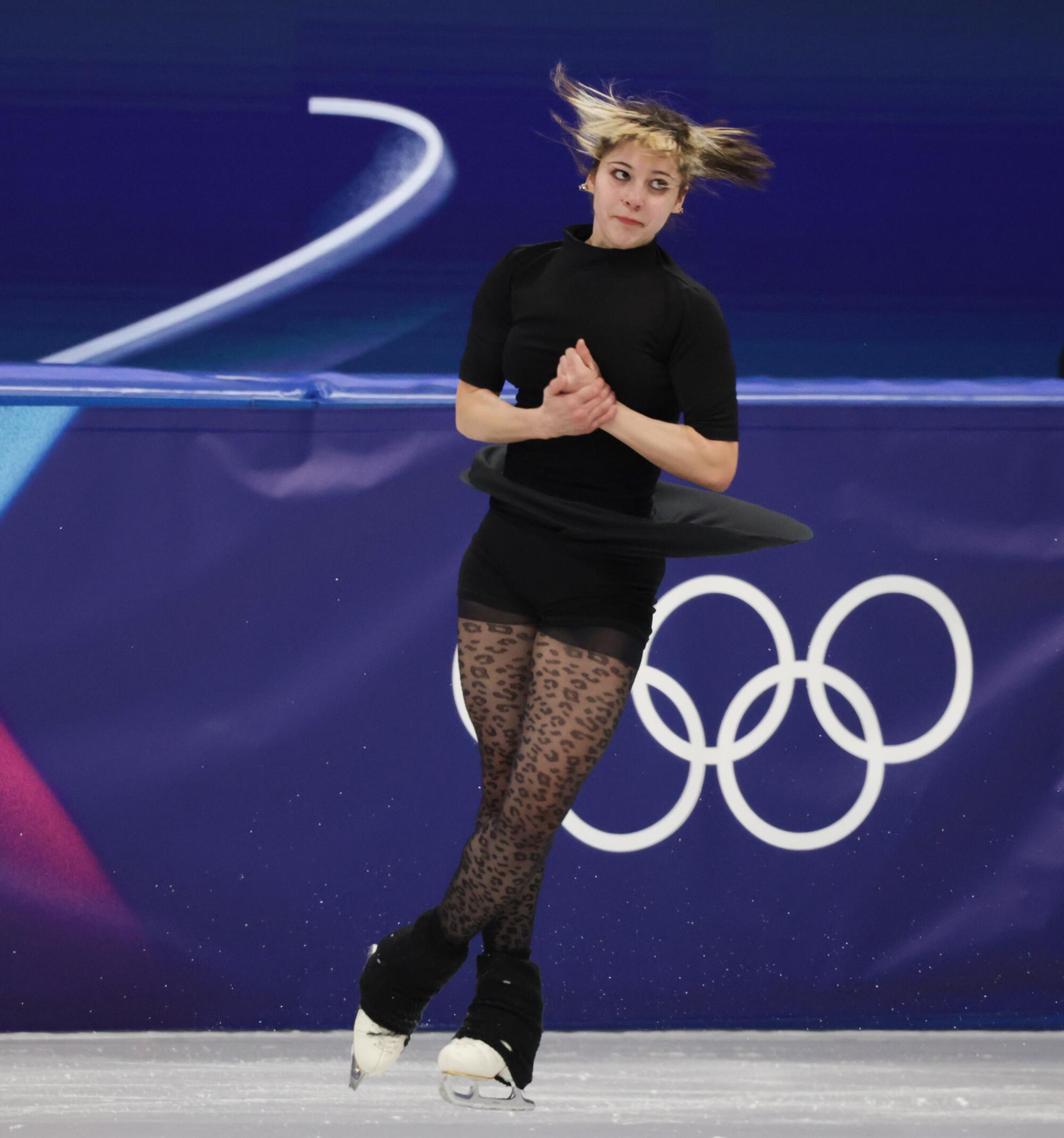 U.S. figure skater Alysa Liu practices on Thursday in Milan.
