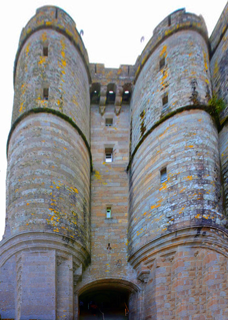 1772306011812462.jpg 2024-06-20_18_Brownstone Cylindrical Corner Lookout Tower Partly Covered in Yellow Moss against Blue Sky0001.JPG