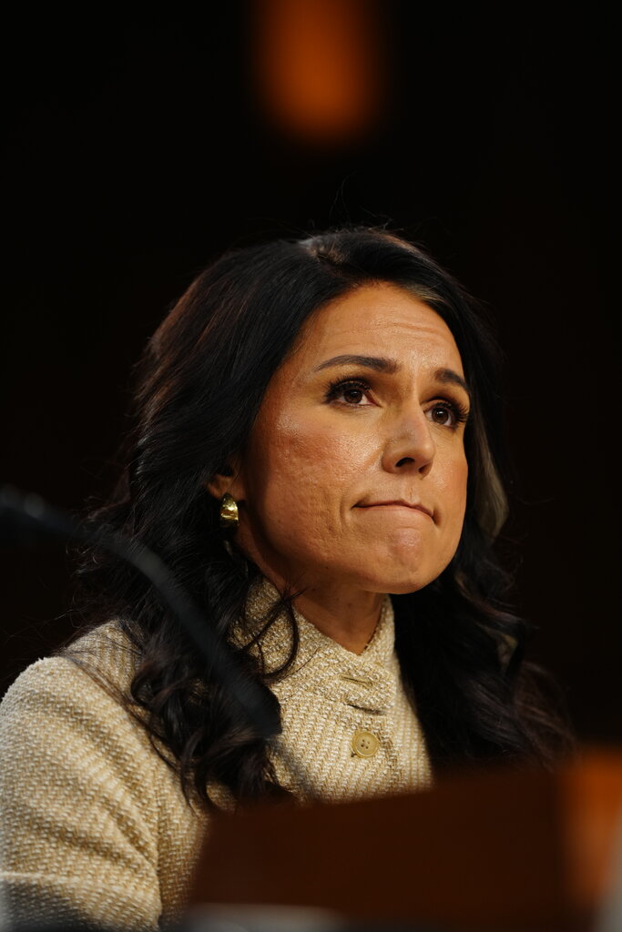 国家情报总监图尔西·加巴德在周三的参议院全球威胁听证会上。她表示，只有总统才有权决定什么构成“迫在眉睫的威胁”。