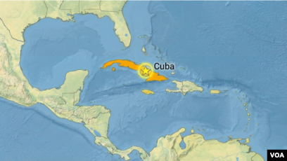 资料图片:古巴地图。