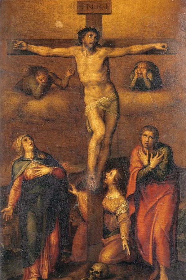 002  米开朗基罗 Miguel_Angel_Crucifixion_La_Redonda_Logrono_Spain  1540年米开朗基罗《Crucifixion of Christ》, 1540.jpg