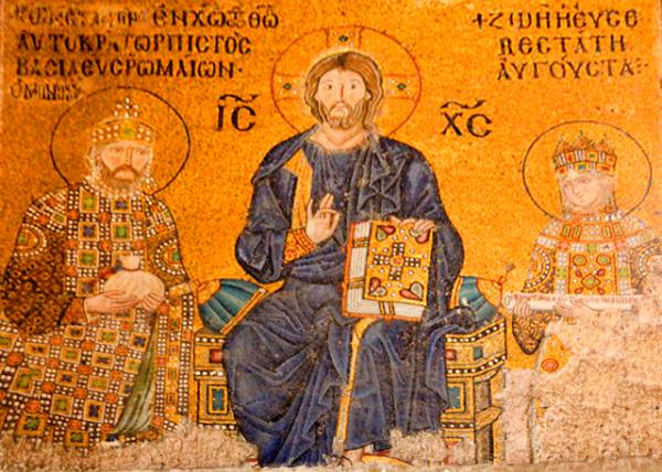 2015-06-26_Byzantine mosaic of Jesus Christ Sitting on Throne w Empress Zoe & Emperor Constantine IX Monomachus ��ռͥ�����ˡ�Ү�ջ�����ʺ������ͻʵ۾�ʿ̹������Īŵ����˹һ�����ڱ�����0001.JPG