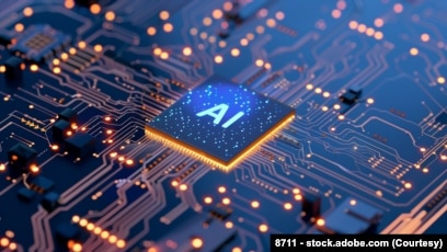 印有“AI”字样的计算机处理器微芯片。