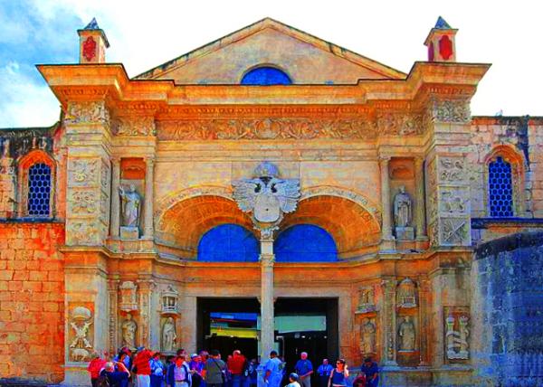29_02-02-08_ Santo Domingo-Cathedral of Santa Maria of the Incarnation_West Façade w A Golden-Tinted Coral Limestone ʥ�����Ǵ���á������ɽ�ɫɺ��ʯ��ʯ���-70001.JPG