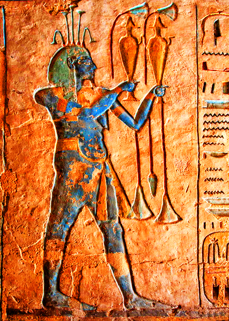 32_04-08-11_ Relief of God Hapi @ Great Hypostyle, 1187-56 BCE You are unique, you created yourself from yourself, without anyone knowing your essence.jpg