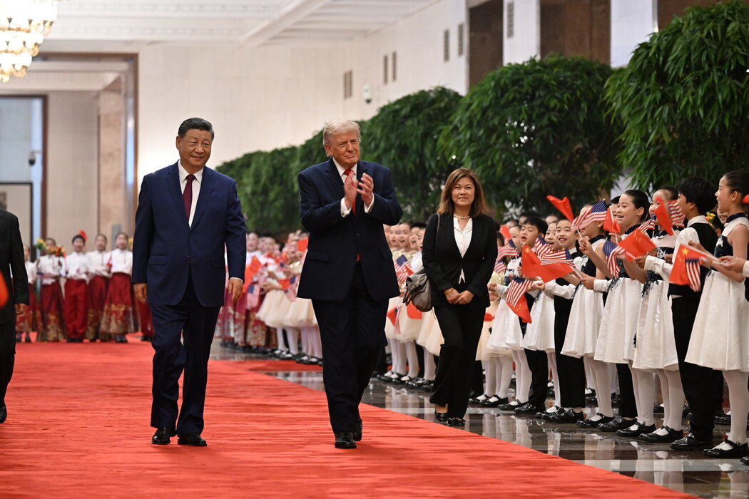 5月,特朗普与中国领导人习近平在北京人民大会堂。