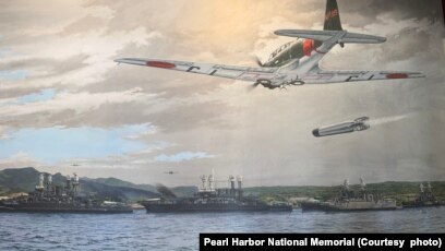 Japanese planes fly to pearl harbor, Exhibition at Pearl Harbor National Memorial