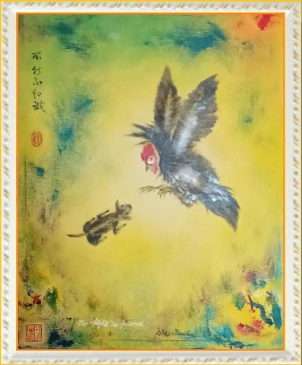 甲藝油畫“不打不相識”.jpg