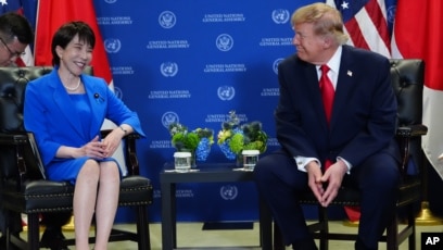 ���ɵ¡�������(Donald Trump)��ͳ�����Ϲ��ܲ����ձ������������(Sanae Takaichi)���л�̸��(2026��9��22��)