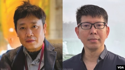 合成资料照片:在中国遭“非法拘押”的华裔美国地震学家陈友麟(左)与缅甸裔美国学者敏辛(右)