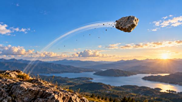 Flying Rock Over Mountain Lakes.png