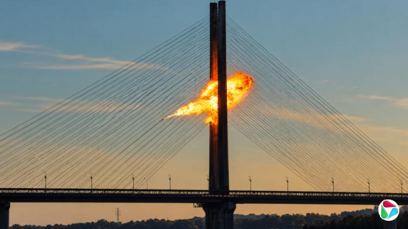 俄罗斯一架无人机袭击基辅的皮夫登内大桥(Pivdennyi Bridge)(2/10/2026)