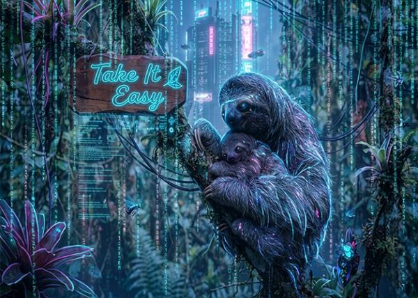 Take It Easy in Cyber Jungle or Neon Dystopia, Cyberpunk Combined w Biopunk or Solarpunk Elements.jpg
